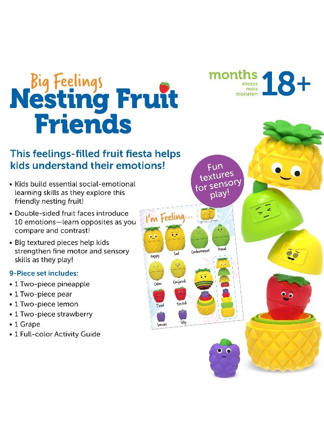 Learning Resources Big Feelings Nesting Fruit Friends, Social Emotional Learning & Sensory Play Toy, 9-Piece Nesting Set With Textured Fruit & Emotions, Ages 18 Months+ - Image 4