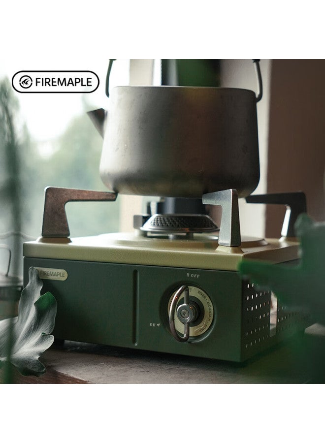 Fire-Maple Fire-maple Square Portable Gas Stove, Nut Green Outdoor Camping Cooking Stove, Mini Outdoor Cooking Burner, Tea Brewing Stove - Image 1
