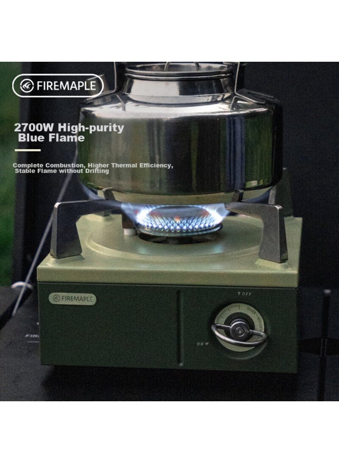 Fire-Maple Fire-maple Square Portable Gas Stove, Nut Green Outdoor Camping Cooking Stove, Mini Outdoor Cooking Burner, Tea Brewing Stove - Image 2