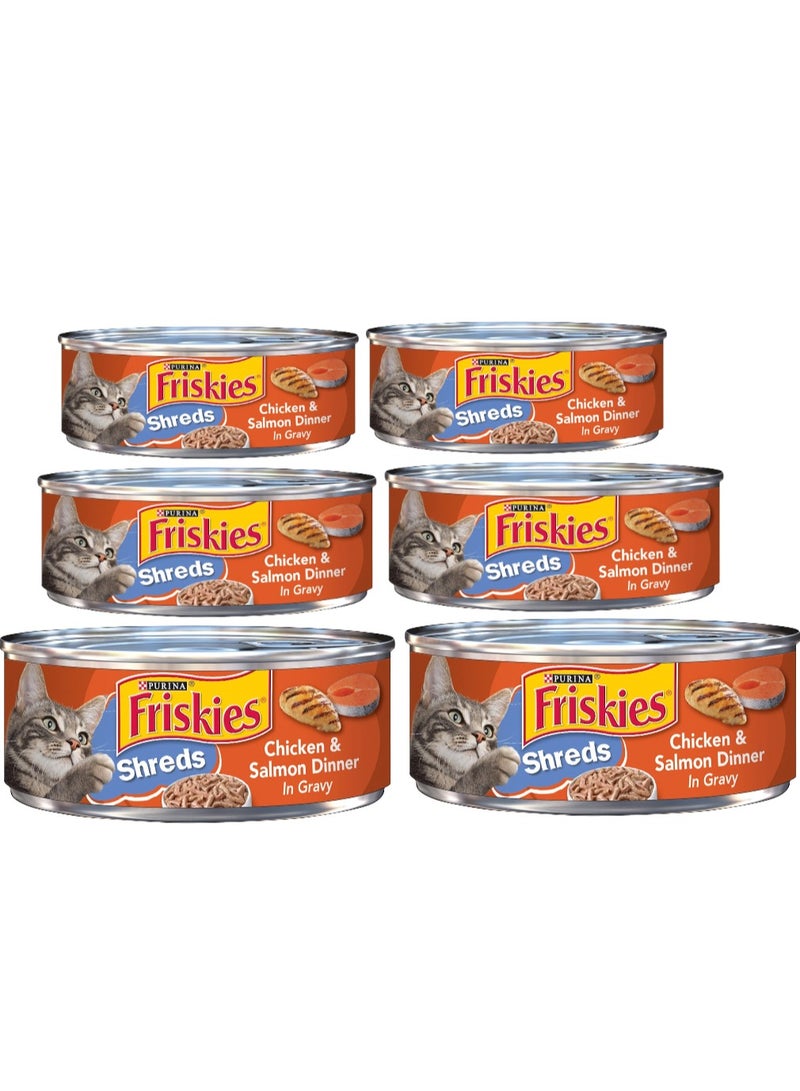 Friskies Shreds Chicken & Salmon Dinner In Gravy 156g pack of 6