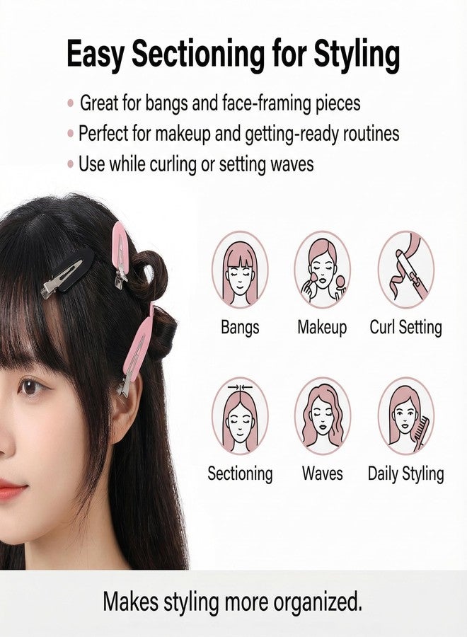 Dcoteh 20PCS No Bend Hair Clips with Case, No Crease Bang Clips for Styling & Makeup, Curl Clips for Waves, 10 Black + 10 Pink, 2.4" × 0.7" - Image 4