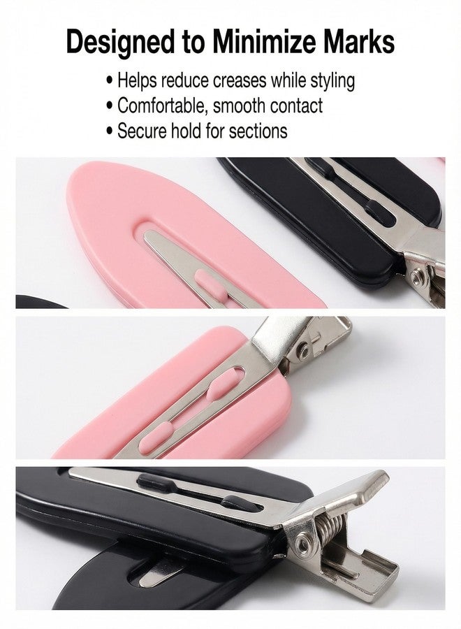 Dcoteh 20PCS No Bend Hair Clips with Case, No Crease Bang Clips for Styling & Makeup, Curl Clips for Waves, 10 Black + 10 Pink, 2.4" × 0.7" - Image 3