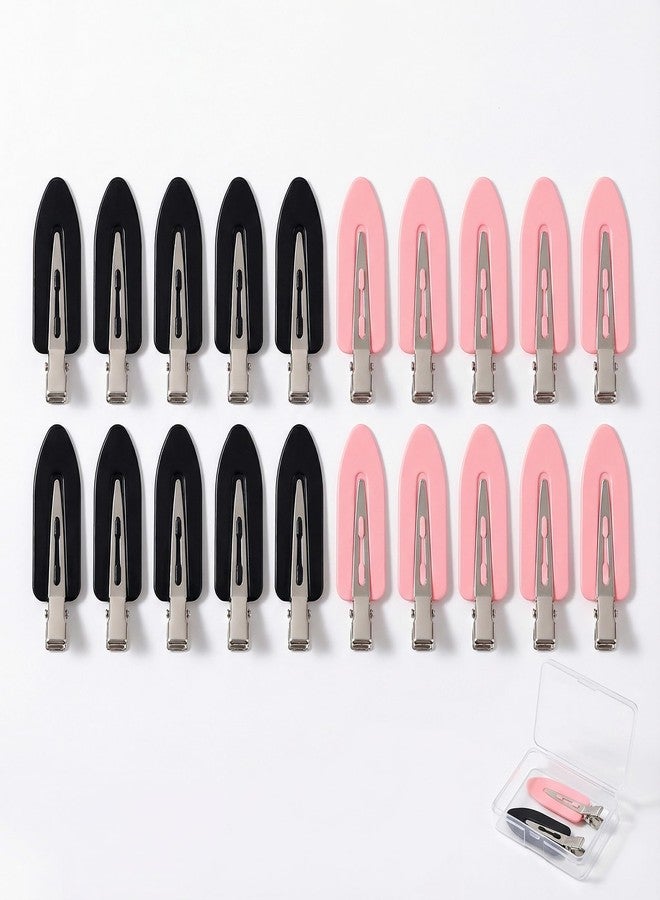 Dcoteh 20PCS No Bend Hair Clips with Case, No Crease Bang Clips for Styling & Makeup, Curl Clips for Waves, 10 Black + 10 Pink, 2.4" × 0.7" - Image 1
