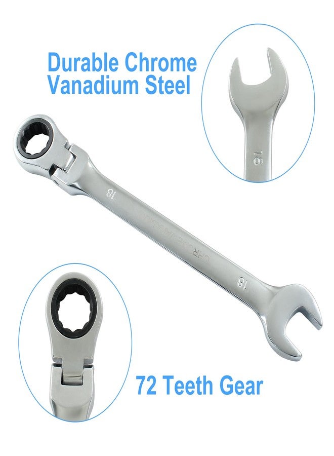 Hitefu 18mm Ratcheting Combination Wrench with Flex Head, 72 Teeth Metric Ratcheting Spanner with Chrome Vanadium Steel - Image 4