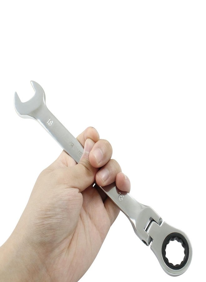 Hitefu 18mm Ratcheting Combination Wrench with Flex Head, 72 Teeth Metric Ratcheting Spanner with Chrome Vanadium Steel - Image 5