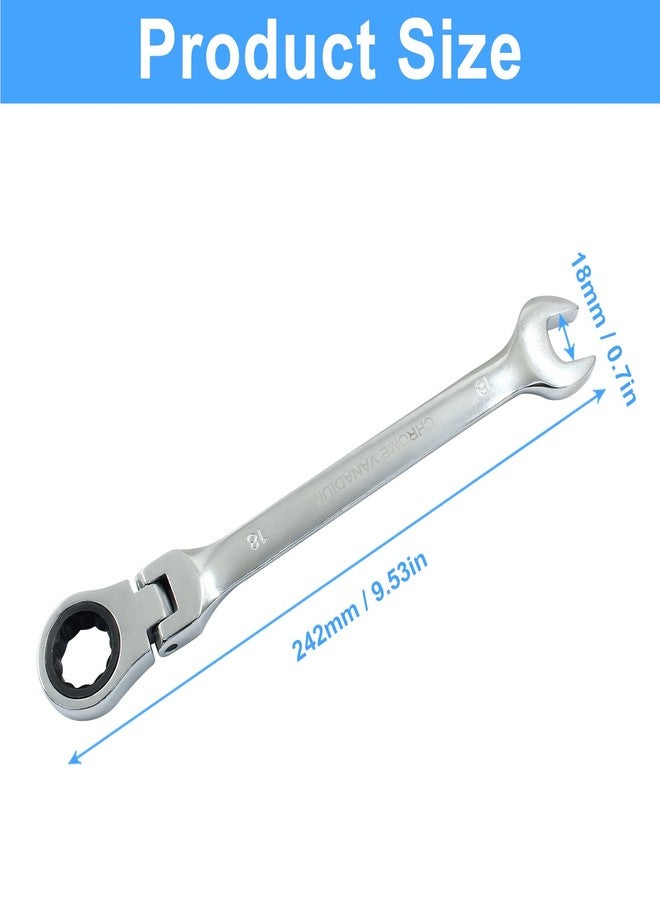 Hitefu 18mm Ratcheting Combination Wrench with Flex Head, 72 Teeth Metric Ratcheting Spanner with Chrome Vanadium Steel - Image 3