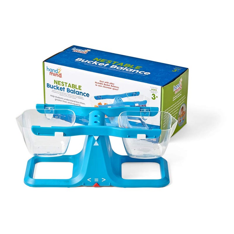 hand2mind hand2mind Blue Nestable Bucket Balance Clear Double Bucket Balance Scale for Liquids and Solids Easy to Assemble Kids Scale Space Saving Storage Base Balance Scale for Classroom Set of 1 - Image 1