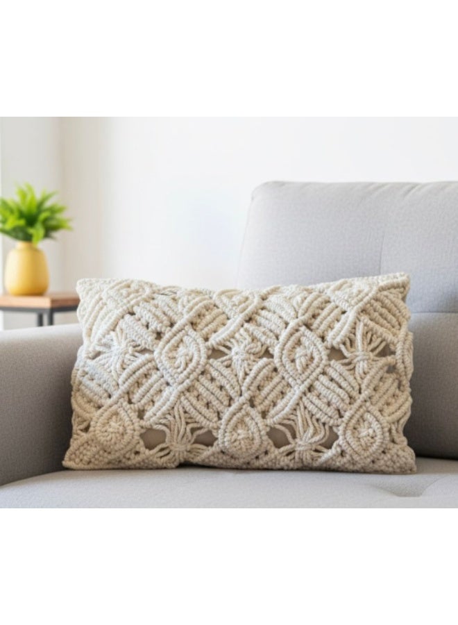 انتيكيانو غطاء مخدة بتصميم مكرمية -  مخدة بنمط بوهو