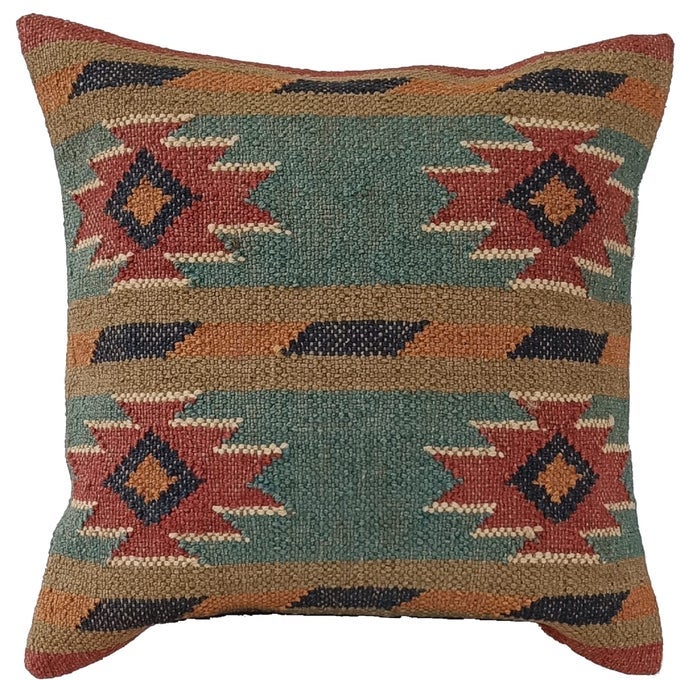 HANDWOVEN PILLOWCASE KILIM PILLOW COVER 70 JUTE 30 WOOL CUSHION COVER HANDMADE 18X18 INCHES INDIAN BOHO RUSTIC HOME DECOR PILLOWS COVER RUG PILLOW SHAM VINTAGE OUTDOOR AUTHENTIC