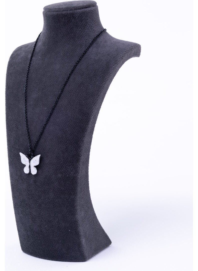 Bimotif - Mother of pearl butterfly necklace with silver plated chain - Image 1
