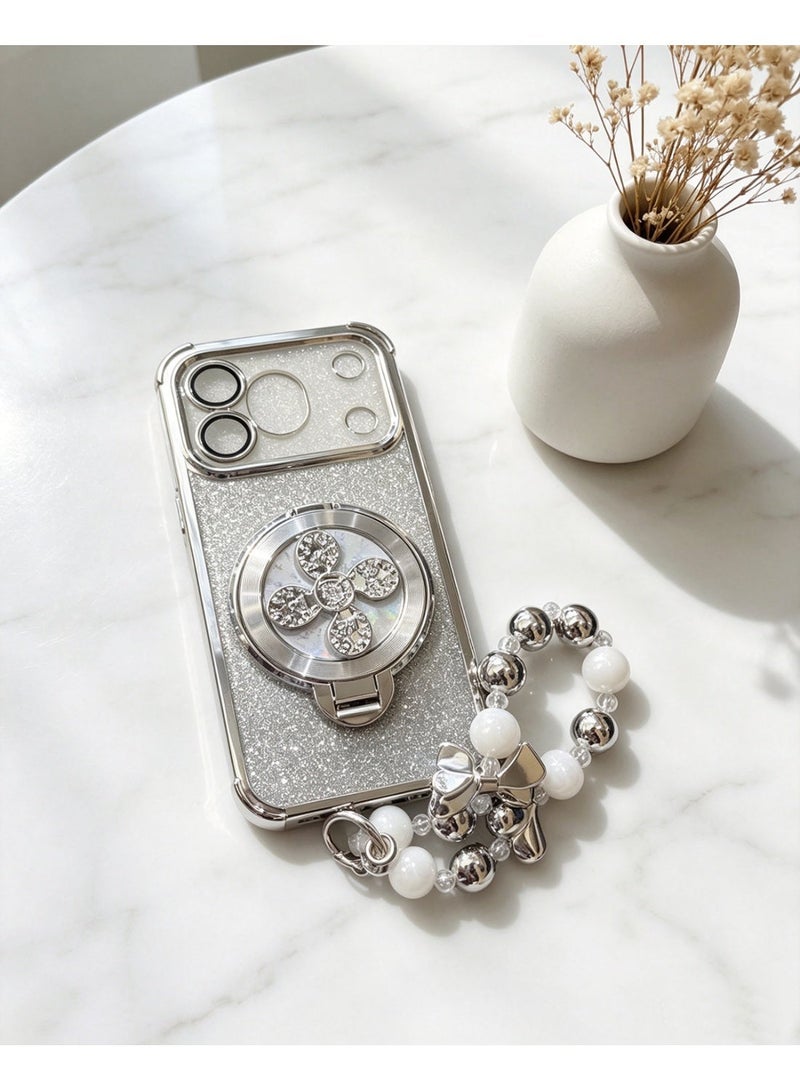 Compatible with Honor 600 pro case cover，Comes with a phone lanyard, hidden phone holder, gradient sparkling diamond card with sparkling diamond decoration, and lens protection - Image 1