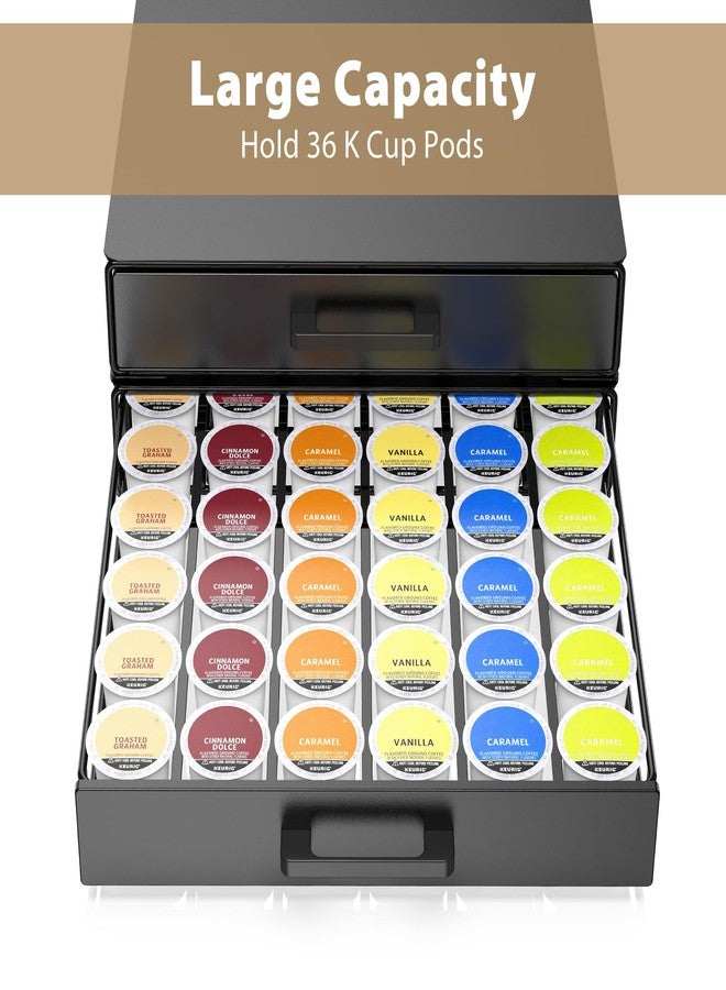ZECENN درج منظم لتخزين كبسولات القهوة من نوع K-Cup، حامل كبسولات قهوة ZECENN لكبسولات Keurig، منظم محطة القهوة، ملحقات ركن القهوة (سعة 36 كبسولة - درج تخزين) - Image 3