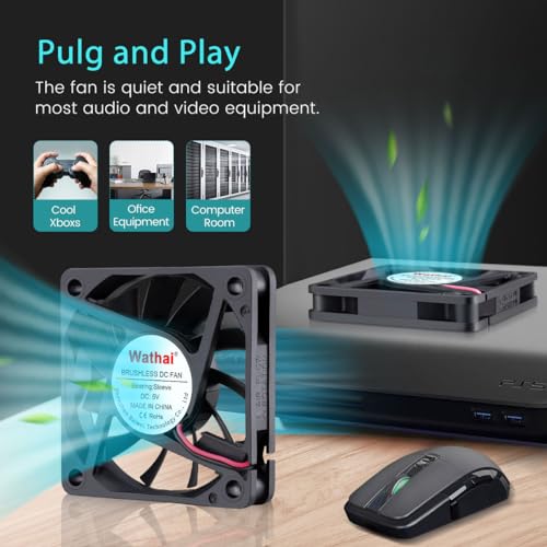 Wathai 2 Packs Wathai 60mm x 10mm USB Computer Fan 5V with Speed Control DC Brushless Cooling Fans for Charger PC Case Router Raspberry Pi Radiator Cooler Ventilation - Image 3