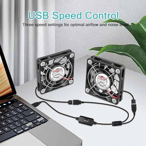 Wathai 2 Packs Wathai 60mm x 10mm USB Computer Fan 5V with Speed Control DC Brushless Cooling Fans for Charger PC Case Router Raspberry Pi Radiator Cooler Ventilation - Image 5