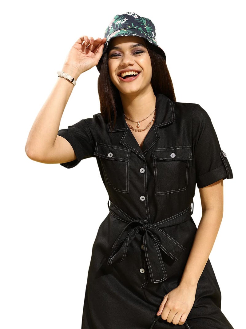 Style Quotient Black Basic Jumpsuit (AW21SQPILCROW_BLK-S) - Image 1