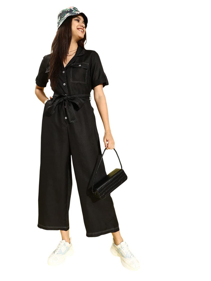 Style Quotient Black Basic Jumpsuit (AW21SQPILCROW_BLK-S) - Image 3