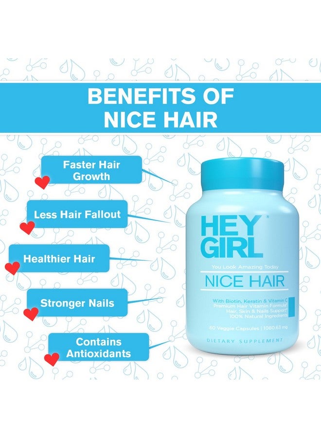HEY GIRL NUTRITION Hair Vitamins To Help Thinning and Fallout - Hair Supplement To Grow Hair Faster, Stronger & Have Healthy Skin & Nails - Scientifically Made With Biotin, Keratin, Folic Acid, Vitamin B, C, 60 Capsules - Image 3