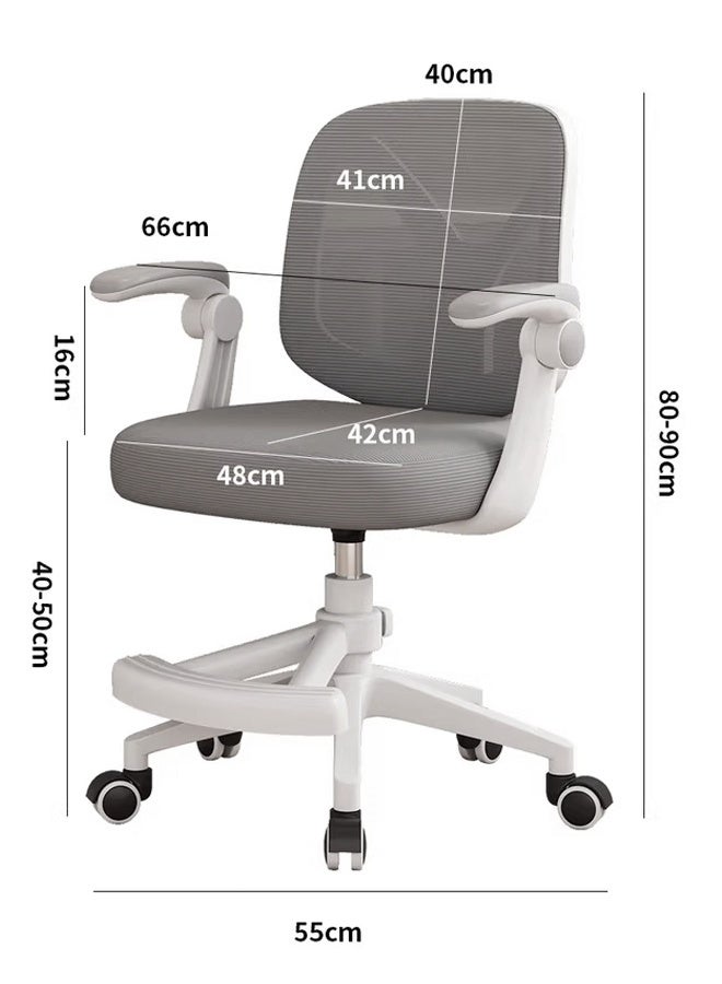 HQ-GAMING Kids Desk Chair, Ergonomic Study Chair with Adjustable Height, Swivel Mesh Desk Chair with Universal  Wheels, Home Office Chair for Children in Home Bedroom Grey  - Image 2