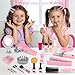 deAO Hair Salon Toys for Girls Beauty Salon Set Kids Pretend Hair Styling Set with Hairdryer Mirror Curling Iron and Stylist Accessories for Toddler Makeup Party Christmas Fake Makeup - Image 4