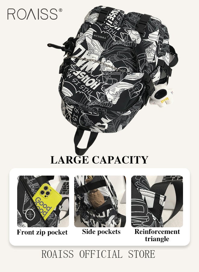 رويس حقيبة ظهر متعددة الوظائف للجنسين، سعة كبيرة مع جيوب متعددة للتخزين المنظم، مقصورات مقسمة علميًا، عناصر جرافيتي أنيقة مناسبة للعمل والمدرسة أو الرحلات القصيرة - Image 2