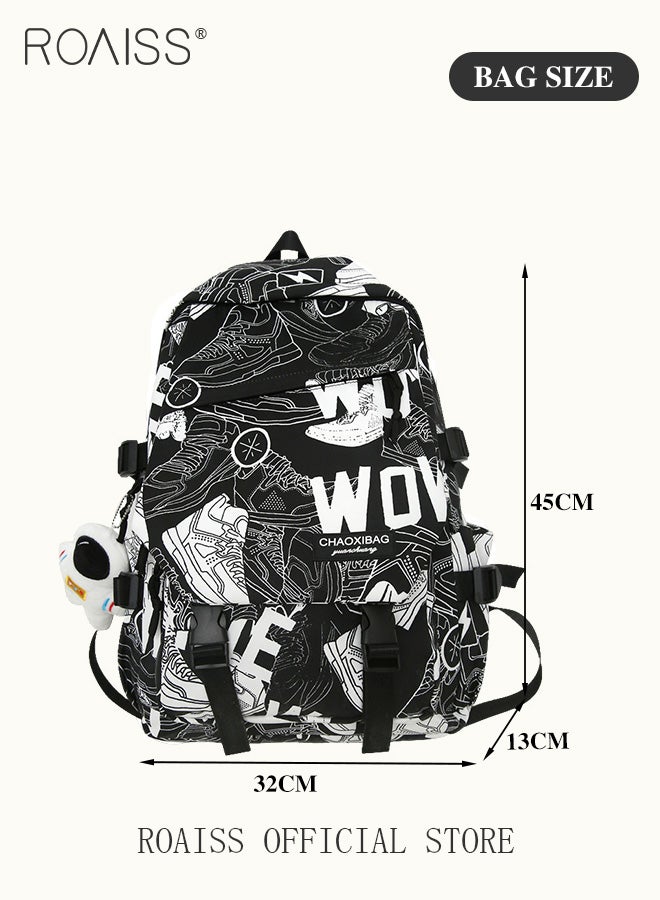 رويس حقيبة ظهر متعددة الوظائف للجنسين، سعة كبيرة مع جيوب متعددة للتخزين المنظم، مقصورات مقسمة علميًا، عناصر جرافيتي أنيقة مناسبة للعمل والمدرسة أو الرحلات القصيرة - Image 3