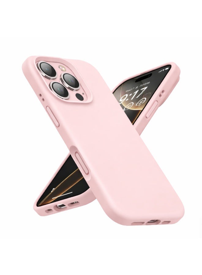 iphone 16 Pro Liquid Gel Silicone - Protective Cover with Microfiber Interior, Soft Silky Touch, Anti-Scratch, Thin Shockproof Cover - Light Pink Color