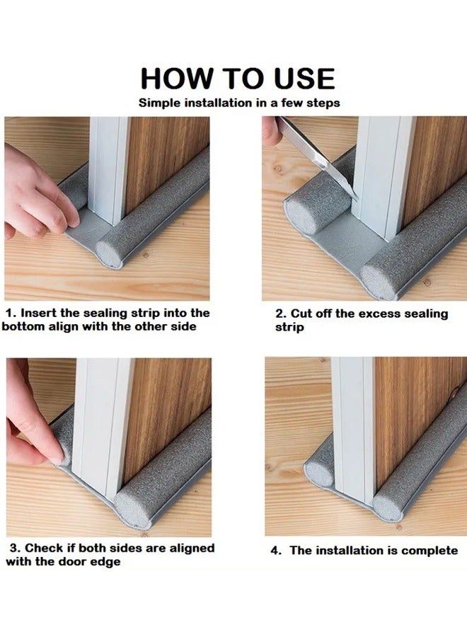 Door Draft Stopper Under Door Noise Blocker Sound Light Air Proof Sealer for Bottom of Door Adjustable Soundproof Insulation Strip Doors Draft Guard 37 inch  - Image 4