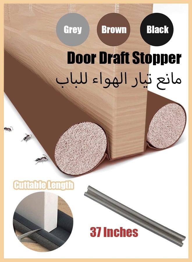 Door Draft Stopper Under Door Noise Blocker Sound Light Air Proof Sealer for Bottom of Door Adjustable Soundproof Insulation Strip Doors Draft Guard 37 inch  - Image 1