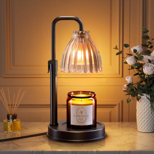 hyrion Candle Warmer Lamp with Timer Dimmable, Birthday Gifts for Women Mom, Adjustable Height Candle Warmer for Jar Candles, Flower Flameless Candle Lamps with 2 Bulbs, Housewarming, Home Decor - Image 1