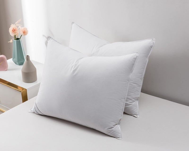 Eastwarmth Goose Down & Feather Pair Pillows Insert for Side and Back Sleepers White Color,100% Soft Cotton King 20x36in - Image 2