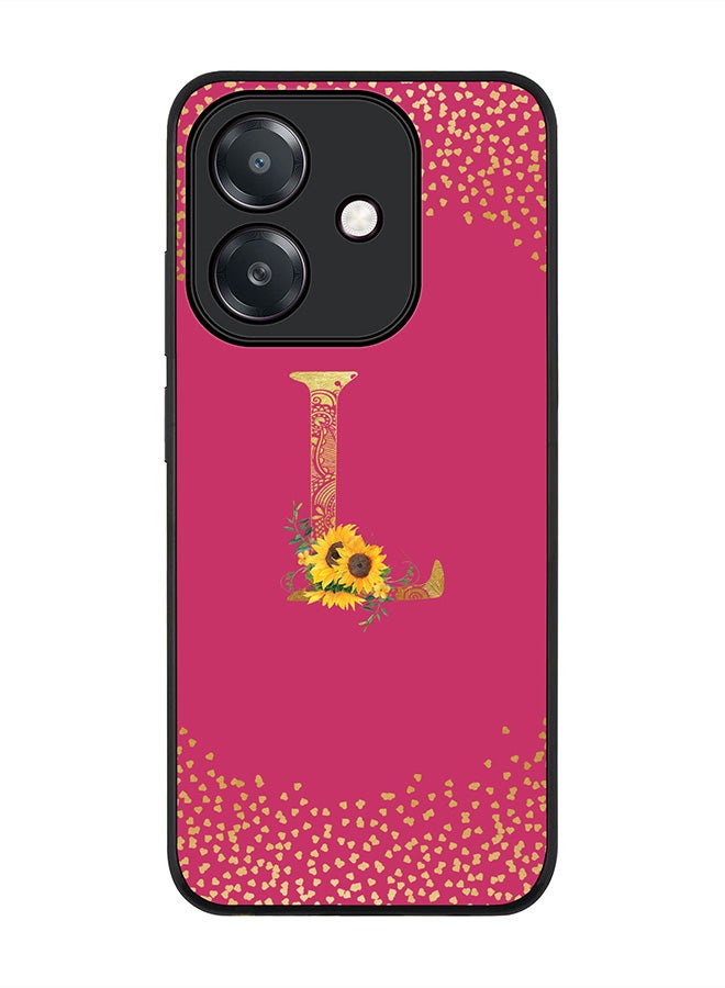 Stylizedd For Oppo A5i Case,Slim fit Camera Protection, Shockproof Thin Phone cover  - Custom Floral Monogram - L ( Deep Pink )