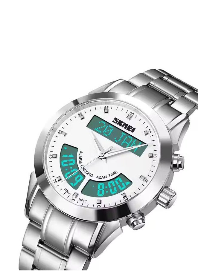 SKMEI SKMEI Digital & Analog Stainless Steel Watch – Silver Edition  - Image 2