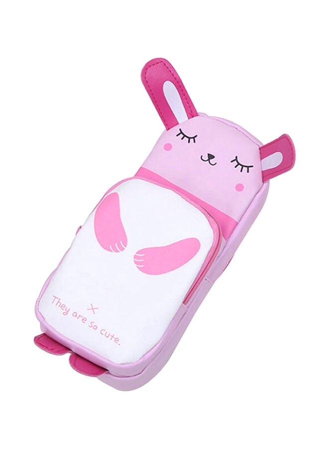 NIBEMINENT Cute Cartoon Animals Pencil Bag Pink/White