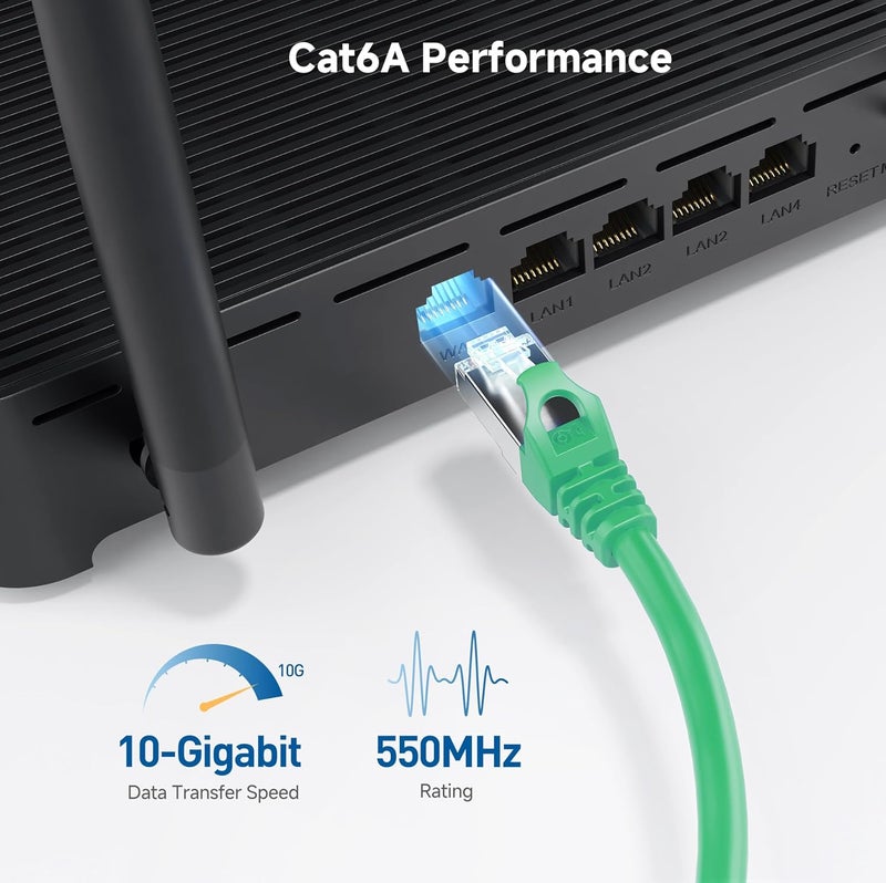 Cable Matters 10Gbps Snagless Shielded Cat 6A Ethernet Cable - 50ft, Cat 6A Cable, Cat6A Cord, Ethernet Cord, Green - Image 4