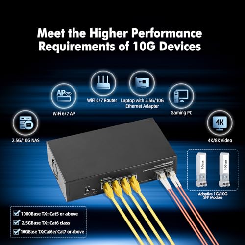 MokerLink 6 Port 10Gbps Managed Switch, 4x10G Etheret RJ45, 2x10G SFP+ Support 1G and 10G SFP+, 120Gbps Bandwidth, Small L2 Web Managed Network Switch - Image 5