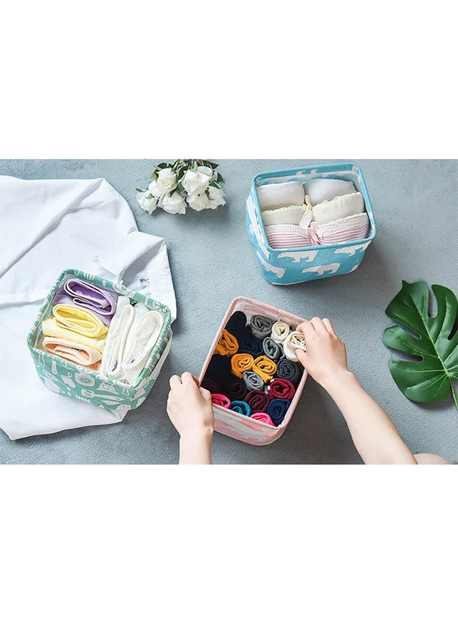 Lawei 9 Pack Mini Canvas Storage Bins - Collapsible Canvas Shelf Basket Nursery Organizer Box with Handles for Nursery Kids Bathroom Home Office - Image 5