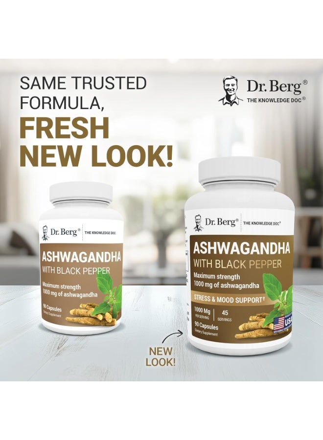Dr. Berg Nutritional Dr. Berg's Ashwagandha with Black Pepper Supplement - Ashwagandha Capsules for Mood & Stress Support, Energy, Joint, Thyroid & Immune System - 1500mg Organic Ashwagandha Supplements - 90 Capsules - Image 2