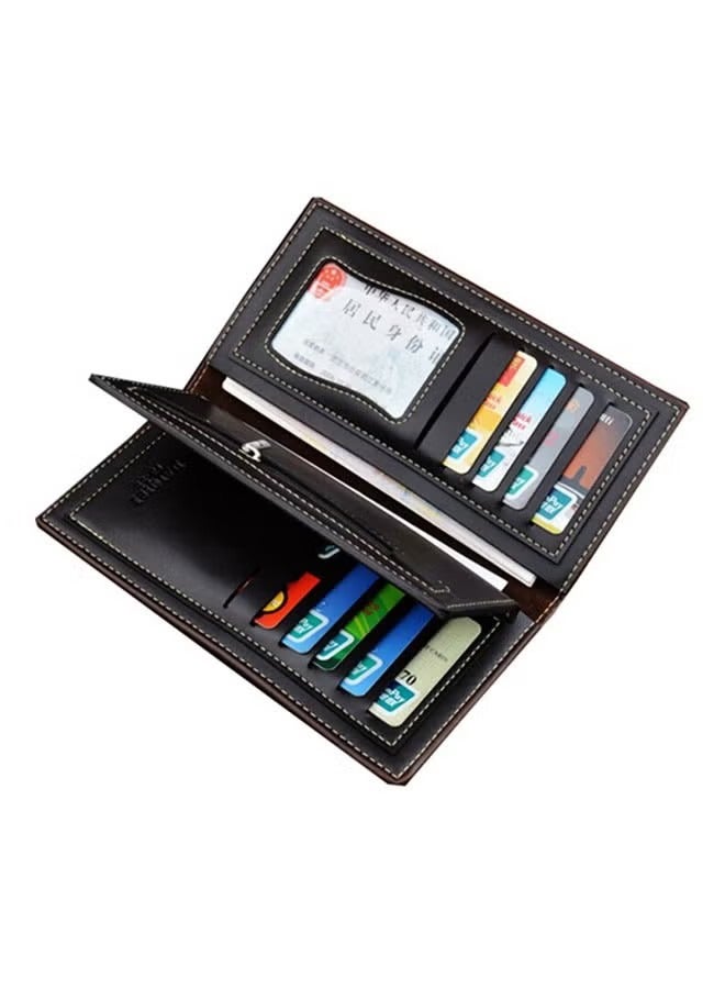 Long Designer Business Leather Wallet Black  - Image 2