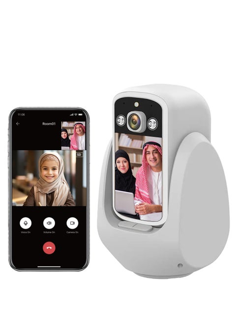 Sekyo 2 Way Calling Camera for Home, CCTV Camera for Home with Screen, WiFi Video Calling, 2.8" Display/360° View/Motion Detector/Night Vision/App Alert, Indoor Baby/Elderly/Pet/Maid Live Monitoring - White (C20)