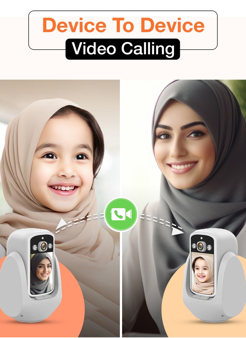 Sekyo 2 Way Calling Camera for Home, CCTV Camera for Home with Screen, WiFi Video Calling, 2.8" Display/360° View/Motion Detector/Night Vision/App Alert, Indoor Baby/Elderly/Pet/Maid Live Monitoring - White (C20)