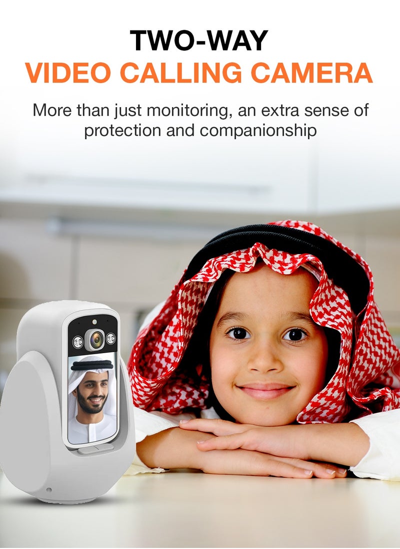 Sekyo 2 Way Calling Camera for Home, CCTV Camera for Home with Screen, WiFi Video Calling, 2.8" Display/360° View/Motion Detector/Night Vision/App Alert, Indoor Baby/Elderly/Pet/Maid Live Monitoring - White (C20)