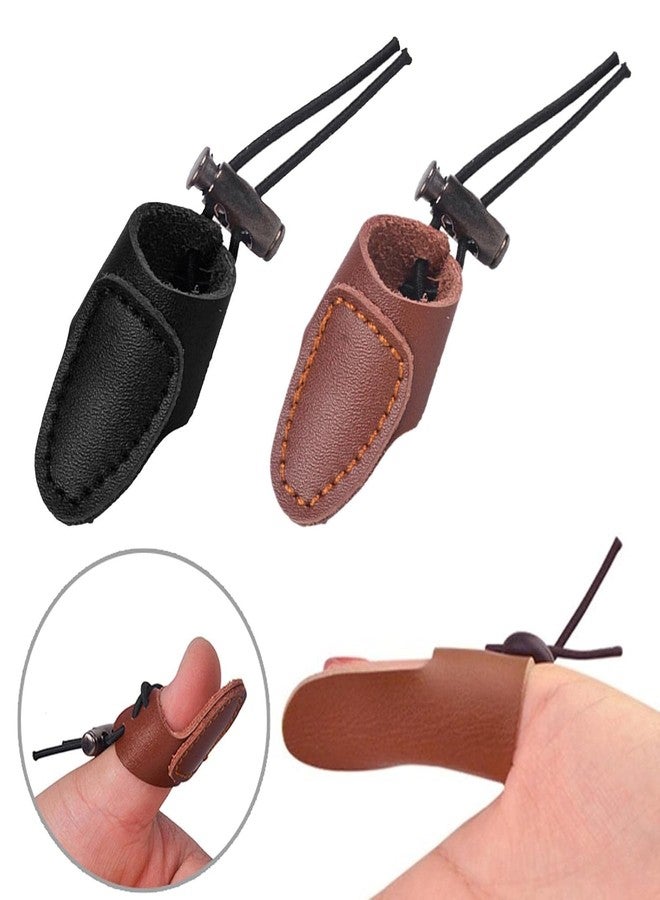 RedOak Soft Leather Thumb Ring Adjustable Recurve Bow Thumb Guard Finger Protector - Pack of 2 - Image 2