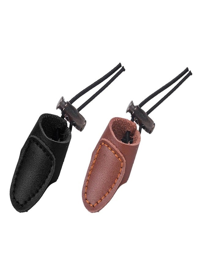 RedOak Soft Leather Thumb Ring Adjustable Recurve Bow Thumb Guard Finger Protector - Pack of 2 - Image 1