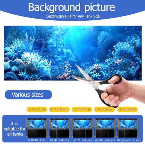CICK SEED Aquarium Background & Fish Tank Background – Ultra HD Static Cling, No Tape, No Residue, Vibrant Underwater Scenery for Stunning Aquarium Decorations, Blue Ocean Theme 17.7 X 47.2 Inches - Image 5
