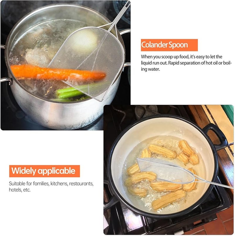 Stainless Steel Oil Slag Scoop Long Handle Kitchen Strainer Rust Resistant Easy Clean - Image 4