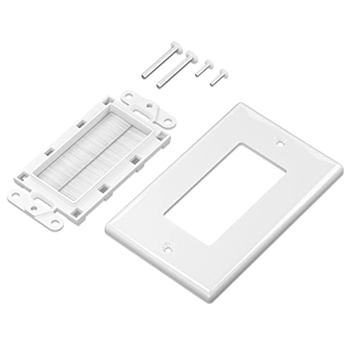 iwillink Brush Wall Plate (2 Pack), Cable Pass Through Insert for Wires, Single Gang Cable Access Strap, Wall Socket for HDTV, Home Theater Systems White - Image 3