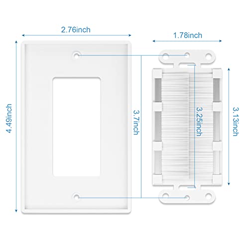 iwillink Brush Wall Plate (2 Pack), Cable Pass Through Insert for Wires, Single Gang Cable Access Strap, Wall Socket for HDTV, Home Theater Systems White - Image 2