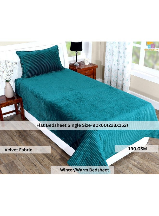 RD TREND 190 GSM بطانيات دافئة لفصل الشتاء حجم مفرد (60x90 بوصة) مع غطاء وسادة واحد حجم (18x28 بوصة) لون- أزرق متقطع نمط- مخطط - Image 2