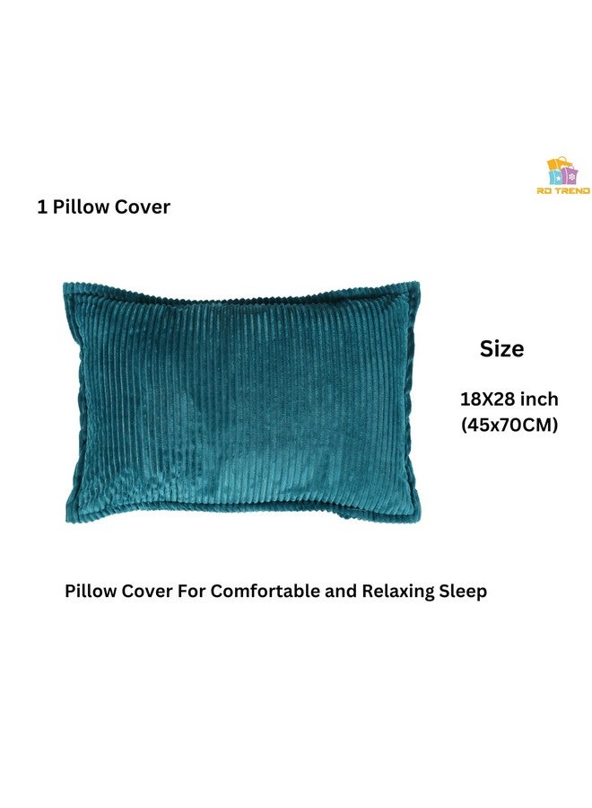 RD TREND 190 GSM بطانيات دافئة لفصل الشتاء حجم مفرد (60x90 بوصة) مع غطاء وسادة واحد حجم (18x28 بوصة) لون- أزرق متقطع نمط- مخطط - Image 4