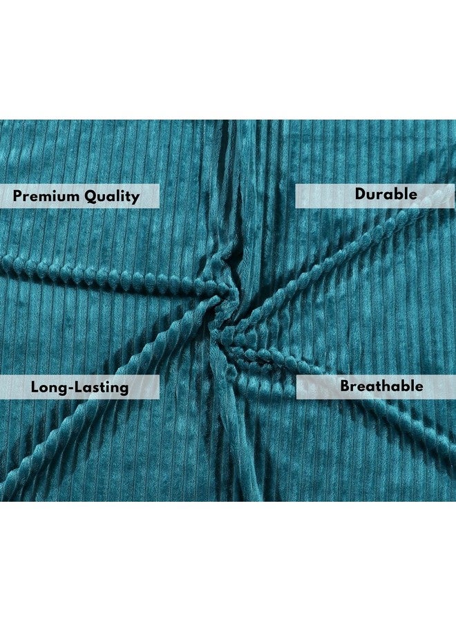 RD TREND 190 GSM بطانيات دافئة لفصل الشتاء حجم مفرد (60x90 بوصة) مع غطاء وسادة واحد حجم (18x28 بوصة) لون- أزرق متقطع نمط- مخطط - Image 3